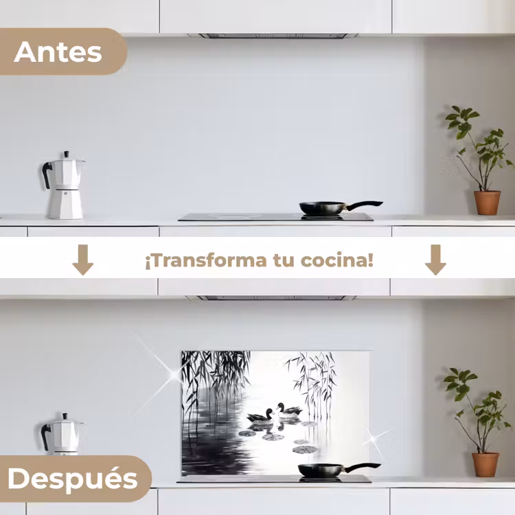 Salpicaderos de cocina - Patos - Nenúfares - Juncos - Negro — 7