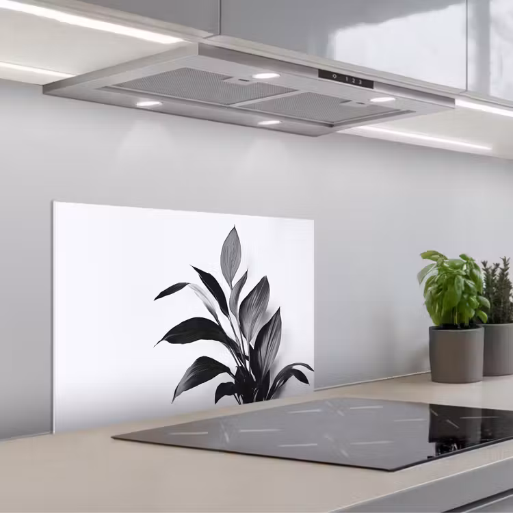 Salpicaderos de cocina - Planta - Hojas - Minimalista - Negro — 1