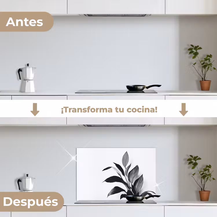 Salpicaderos de cocina - Planta - Hojas - Minimalista - Negro — 7