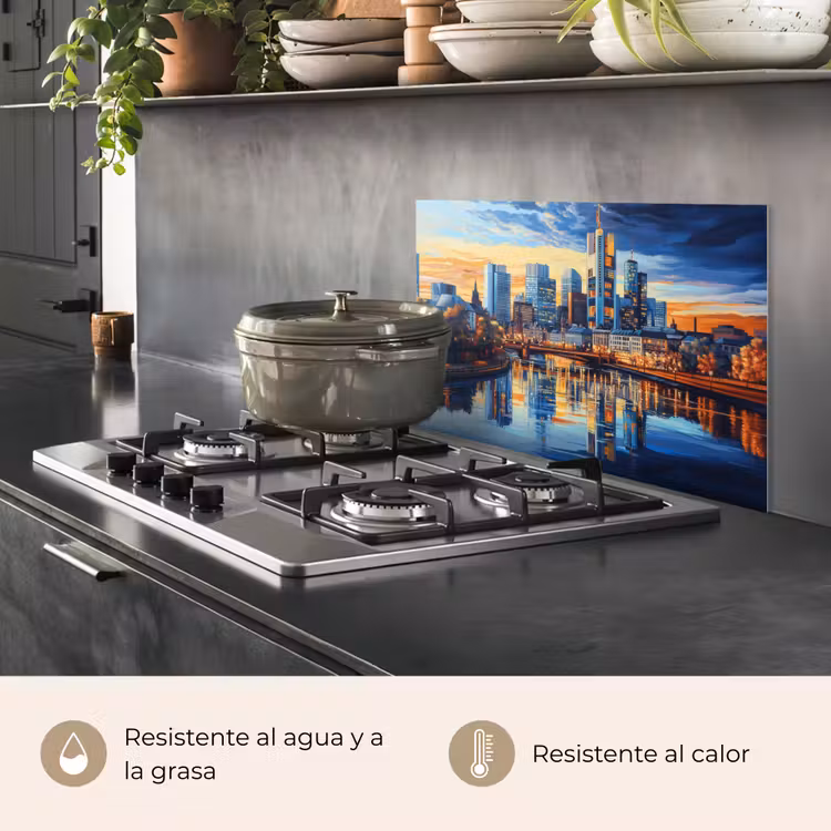 Salpicaderos de cocina - Puesta de sol Frankfurt - Ciudad - Skyline - Agua — 2