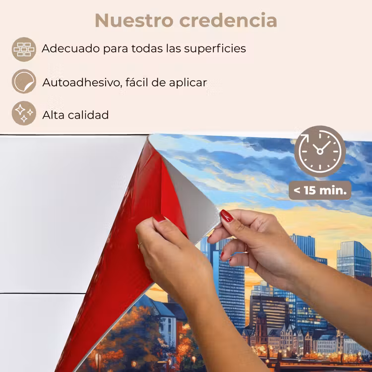 Salpicaderos de cocina - Puesta de sol Frankfurt - Ciudad - Skyline - Agua — 4