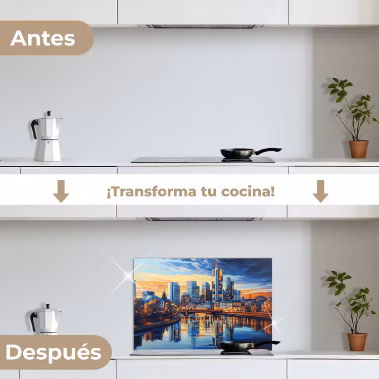 Salpicaderos de cocina - Puesta de sol Frankfurt - Ciudad - Skyline - Agua — 7
