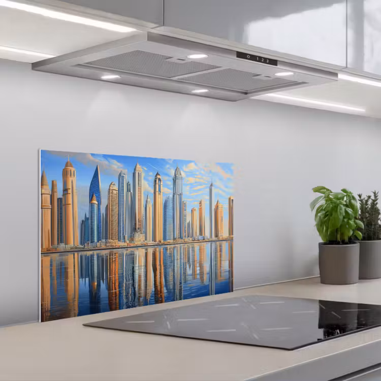 Salpicaderos de cocina - Skyline - Rascacielos - Agua - Azul — 1