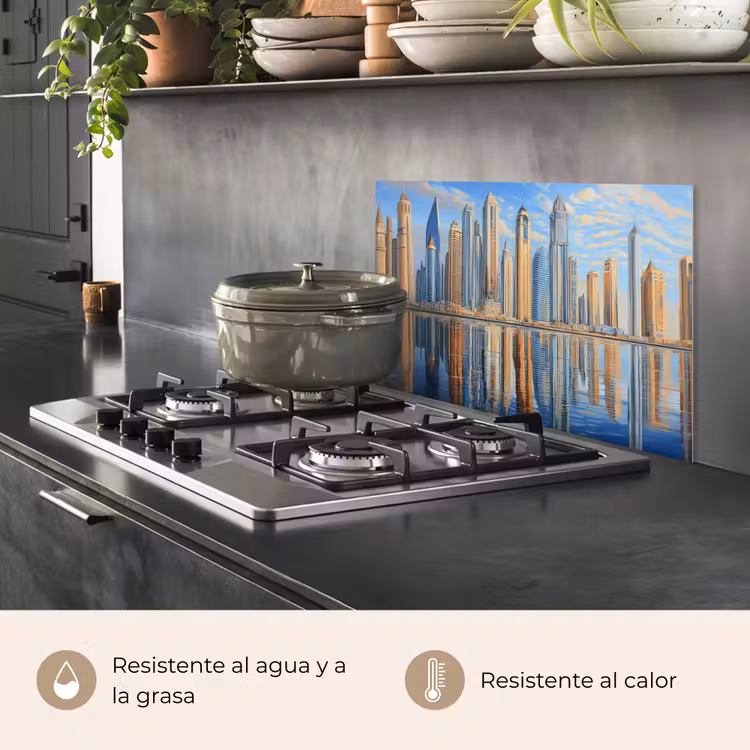Salpicaderos de cocina - Skyline - Rascacielos - Agua - Azul — 2