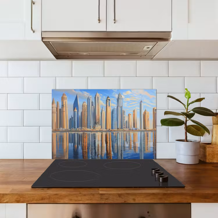 Salpicaderos de cocina - Skyline - Rascacielos - Agua - Azul — 3