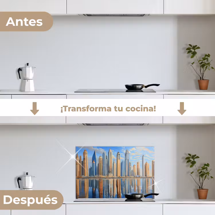 Salpicaderos de cocina - Skyline - Rascacielos - Agua - Azul — 7