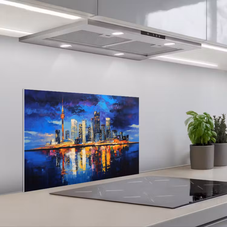 Salpicaderos de cocina - Skyline Toronto - Moderno - Luz de ciudad - Azul — 1