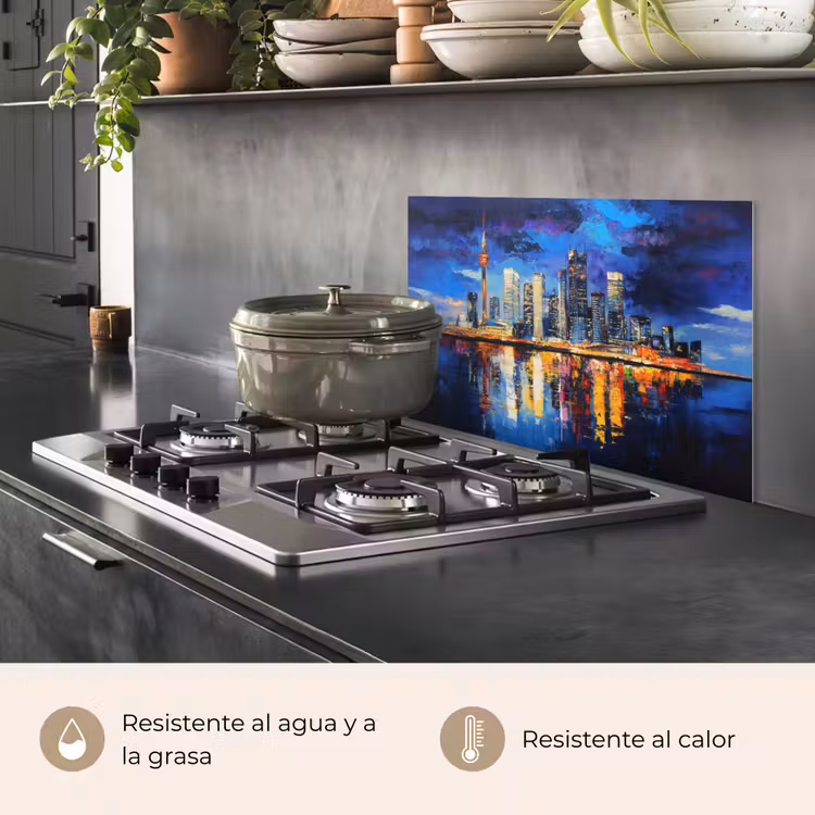 Salpicaderos de cocina - Skyline Toronto - Moderno - Luz de ciudad - Azul — 2