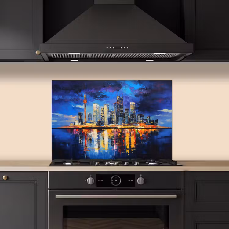Salpicaderos de cocina - Skyline Toronto - Moderno - Luz de ciudad - Azul — 5