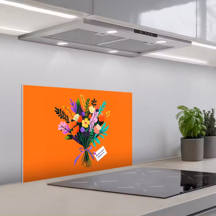 Salpicaderos de cocina - Tarjeta - Ramo - Flores — 1