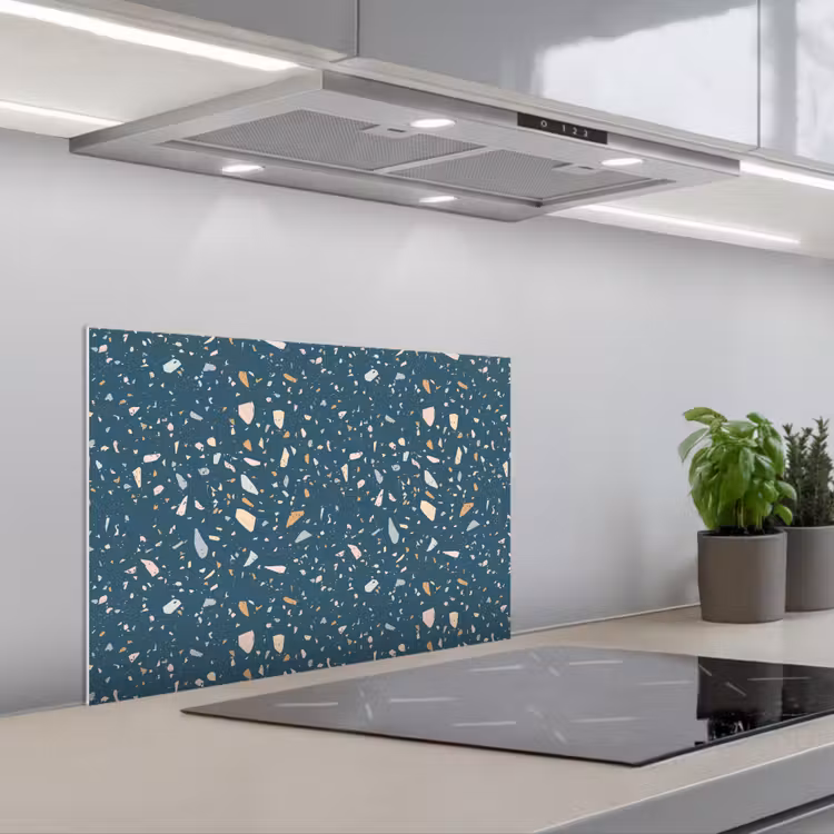 Salpicaderos de cocina - Terrazo - Motivo - Colorido - Azul oscuro — 1