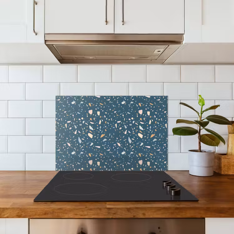 Salpicaderos de cocina - Terrazo - Motivo - Colorido - Azul oscuro — 3