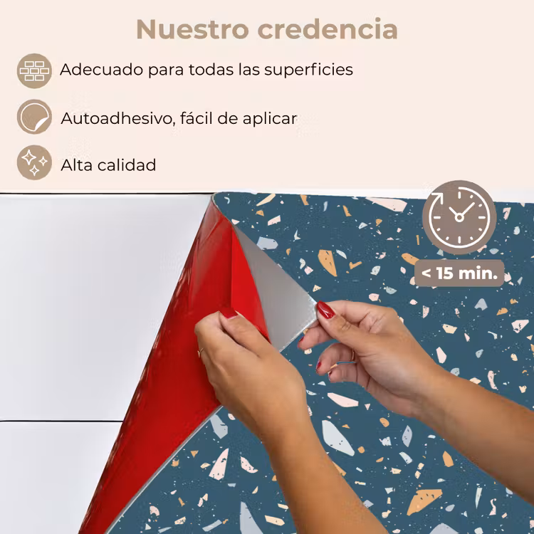 Salpicaderos de cocina - Terrazo - Motivo - Colorido - Azul oscuro — 4