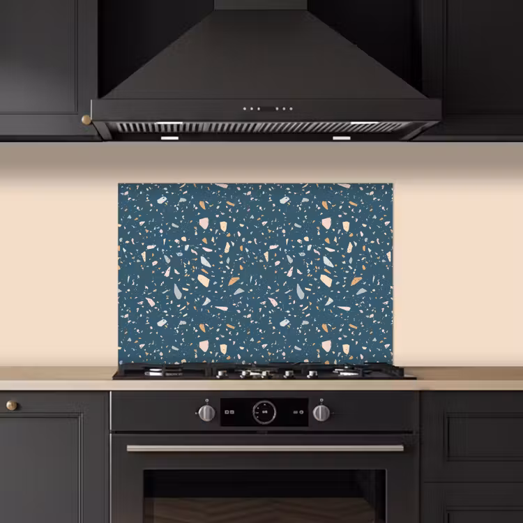 Salpicaderos de cocina - Terrazo - Motivo - Colorido - Azul oscuro — 5