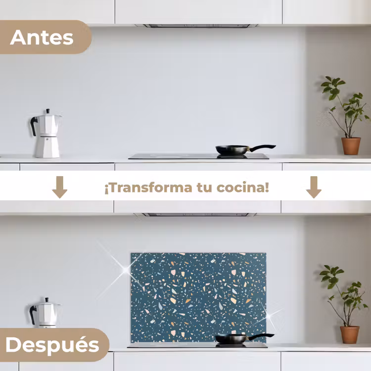 Salpicaderos de cocina - Terrazo - Motivo - Colorido - Azul oscuro — 7