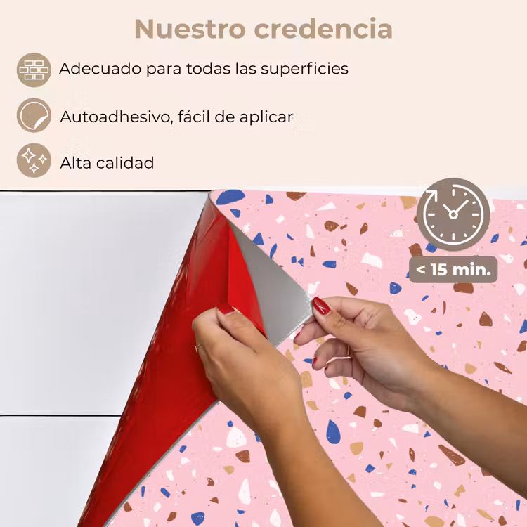 Salpicaderos de cocina - Terrazo - Motivo - Colorido - Rosa — 4