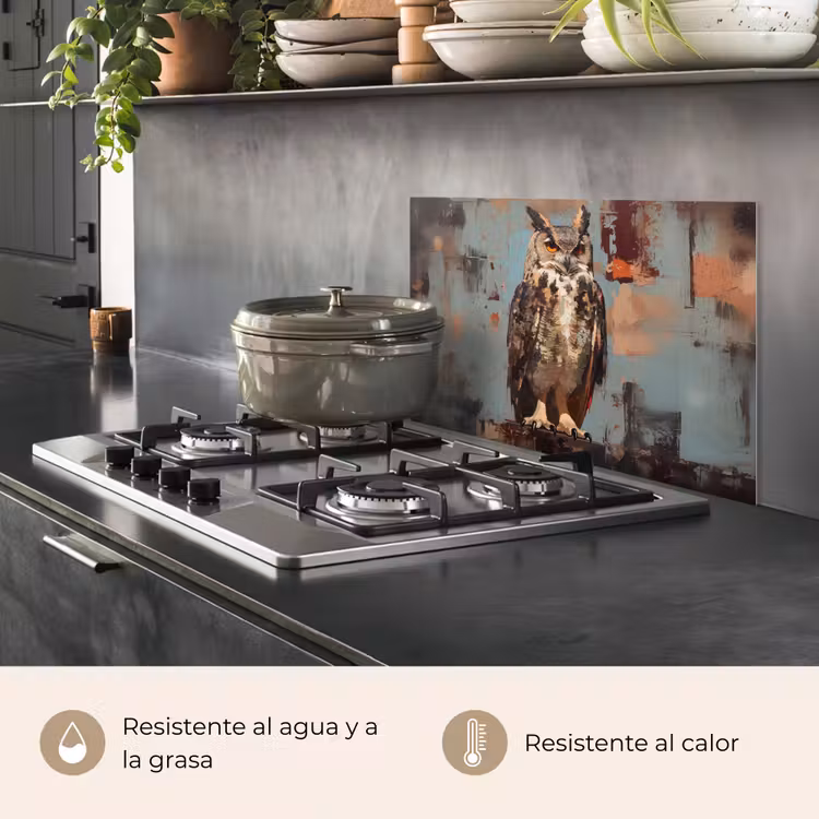 Salpicaderos de cocina - Pintado - Abstracto - Búho - Marrón — 2