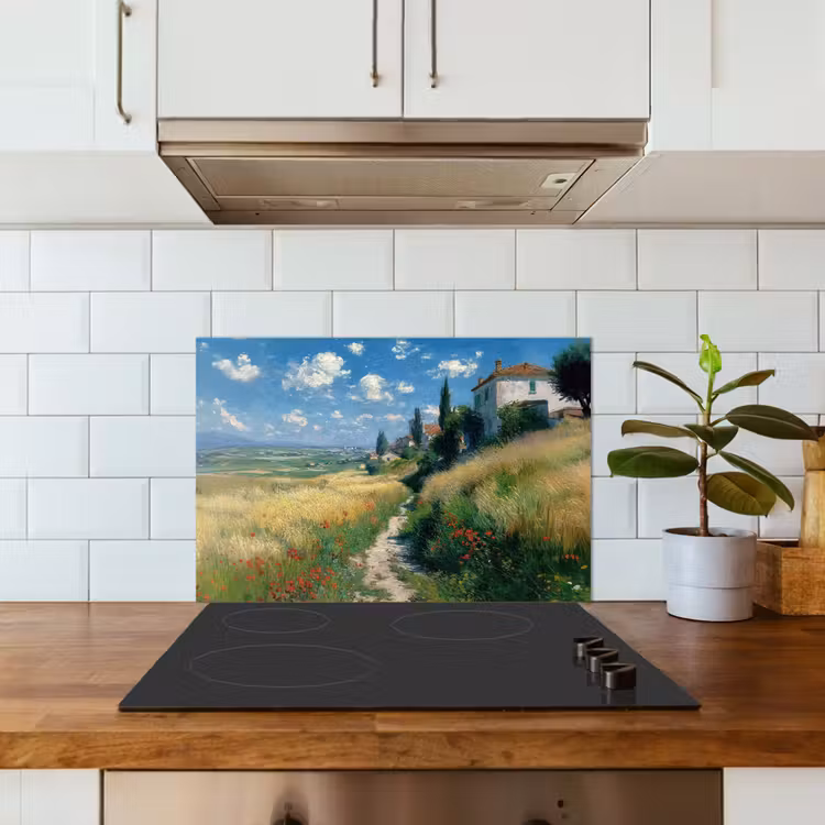 Salpicaderos de cocina - Pista de arena - Casa - Árboles - Césped — 3