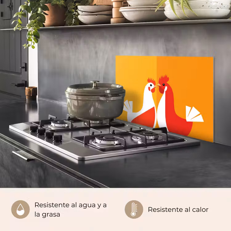 Salpicaderos de cocina - Pollos - Naranja - Llanuras — 2