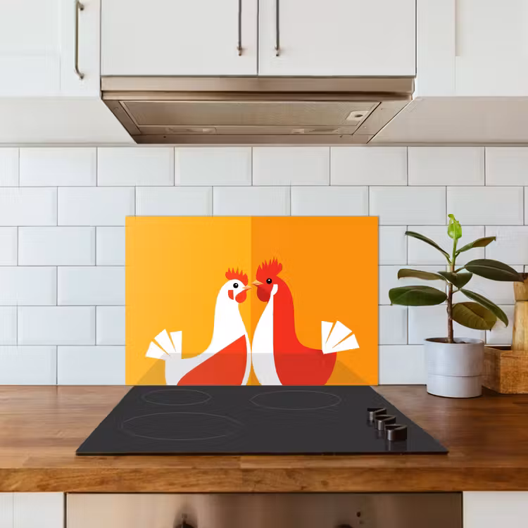Salpicaderos de cocina - Pollos - Naranja - Llanuras — 3