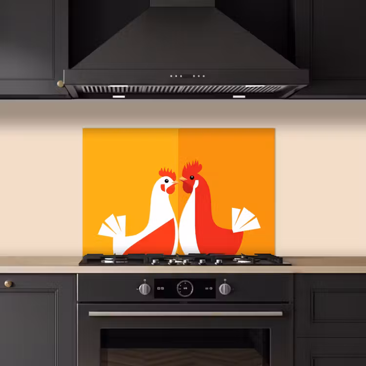 Salpicaderos de cocina - Pollos - Naranja - Llanuras — 5