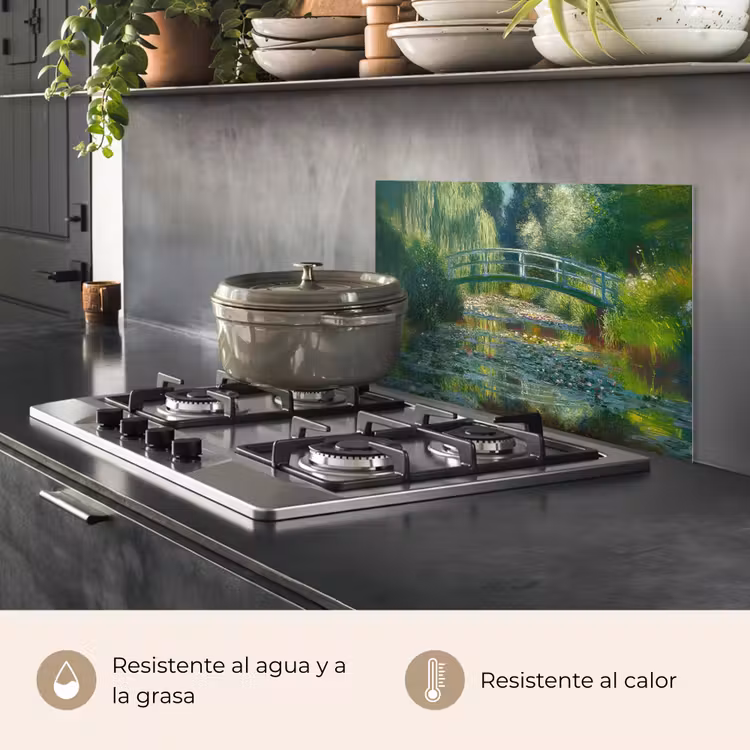 Salpicaderos de cocina - Puente - Madera - Estanque - Nenúfares — 2