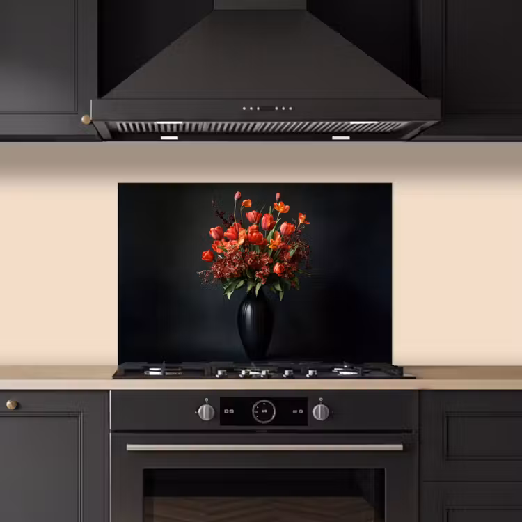 Salpicaderos de cocina - Ramo - Tulipanes - Jarrón - Rojo — 5