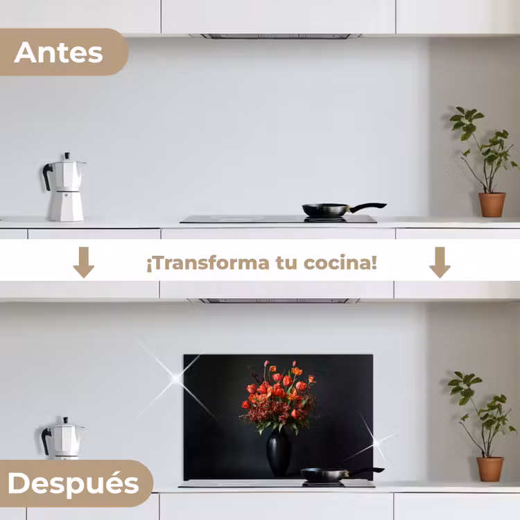 Salpicaderos de cocina - Ramo - Tulipanes - Jarrón - Rojo — 7