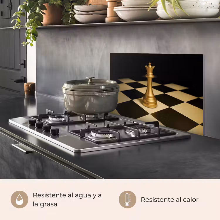 Salpicaderos de cocina - Reina - Pieza de ajedrez - Bloqueada - Oro — 2