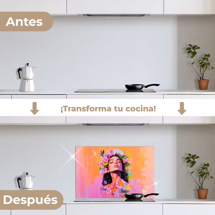Salpicaderos de cocina - Retrato - Corona de flores - Mujer — 7
