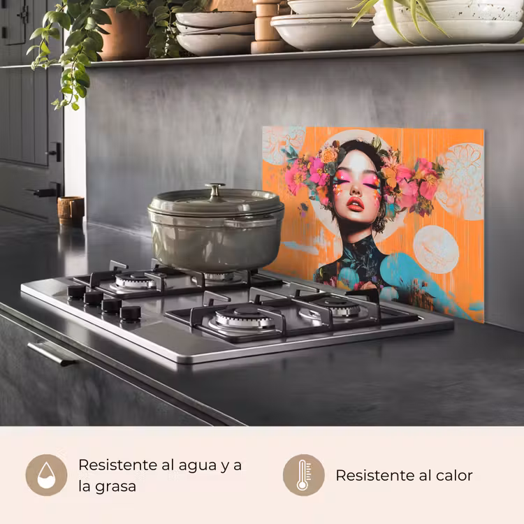 Salpicaderos de cocina - Retrato - Mujer - Abstracto - Flores — 2