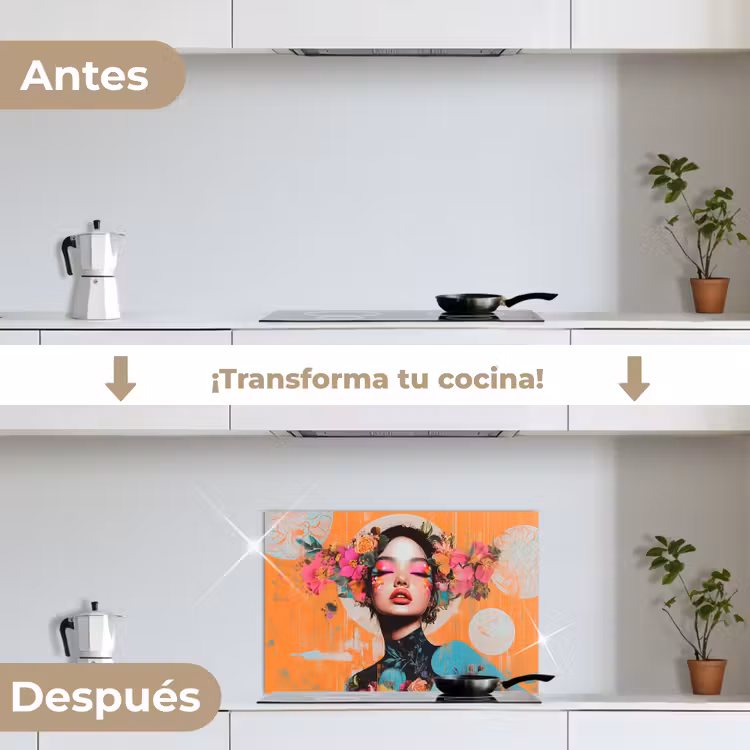 Salpicaderos de cocina - Retrato - Mujer - Abstracto - Flores — 7