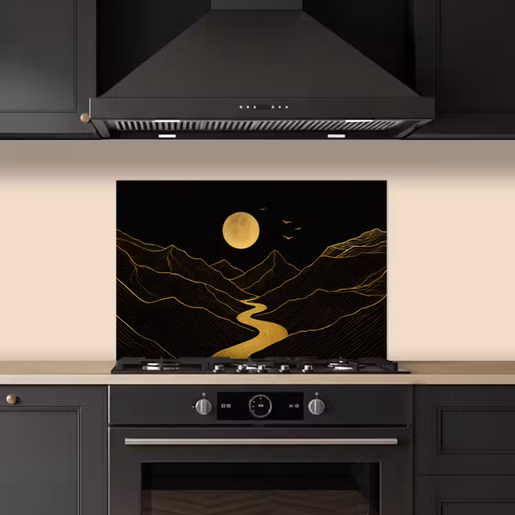 Salpicaderos de cocina - Río - Oro - Luna - Pájaros — 5