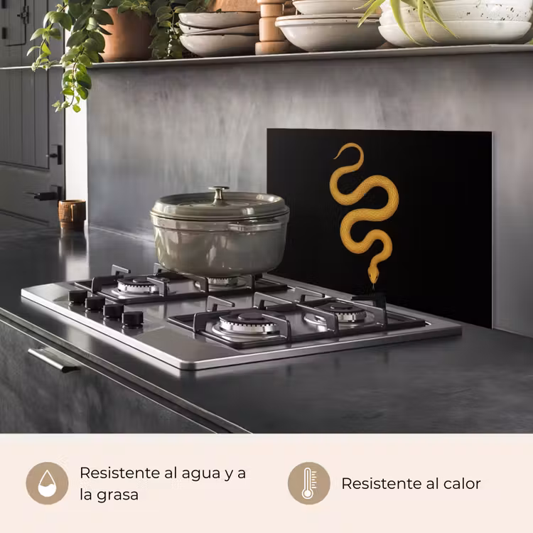 Salpicaderos de cocina - Serpiente - Minimalista - Oro — 2