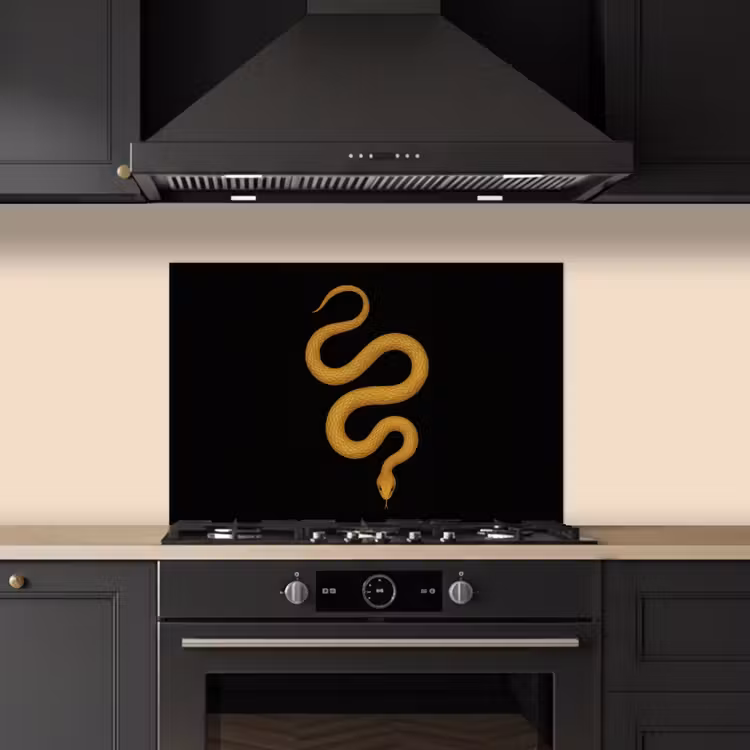 Salpicaderos de cocina - Serpiente - Minimalista - Oro — 5