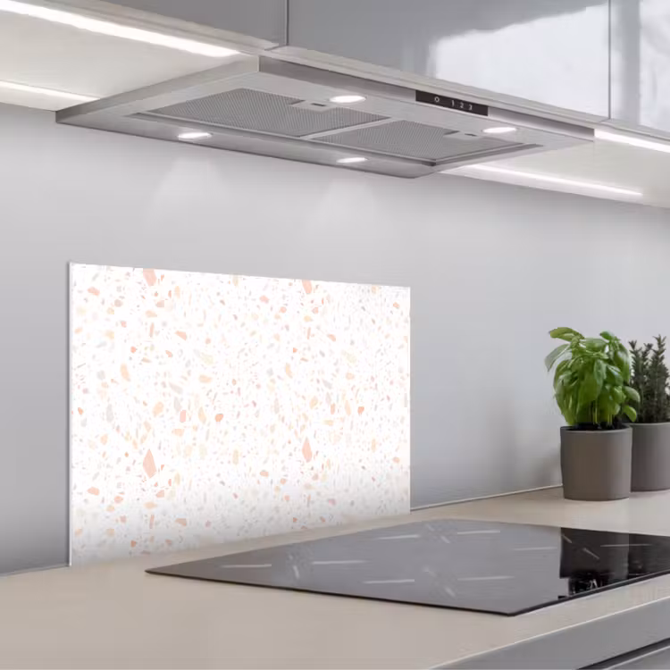 Salpicaderos de cocina - Terrazo - Motivo - Blanco - Melocotón — 1