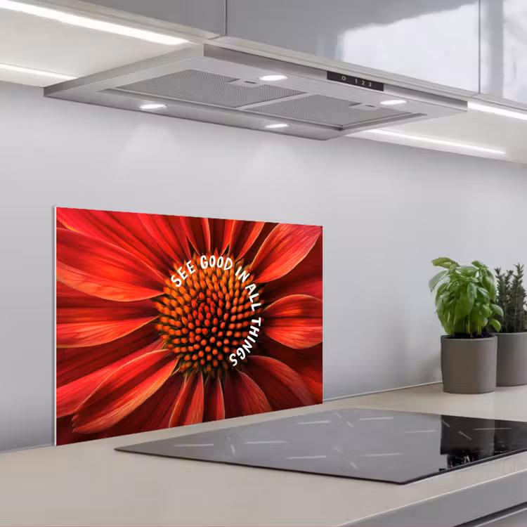 Salpicaderos de cocina - Primer plano - Flor - Cita - Rojo — 1
