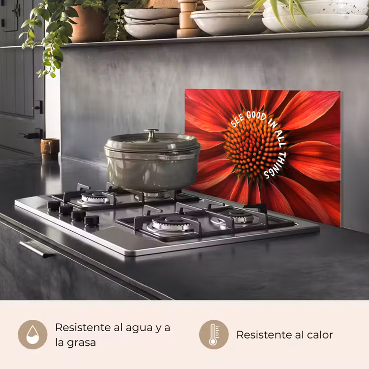 Salpicaderos de cocina - Primer plano - Flor - Cita - Rojo — 2