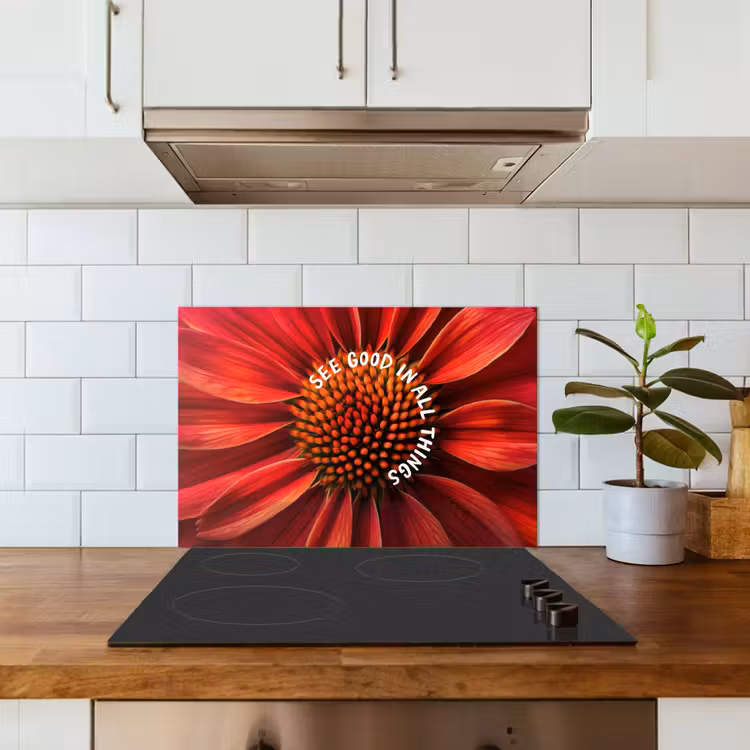 Salpicaderos de cocina - Primer plano - Flor - Cita - Rojo — 3