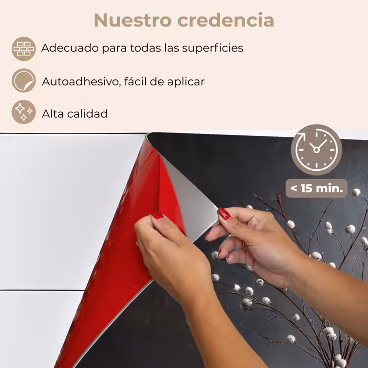 Salpicaderos de cocina - Ramas - Jarrón - Esferas - Blanco — 4