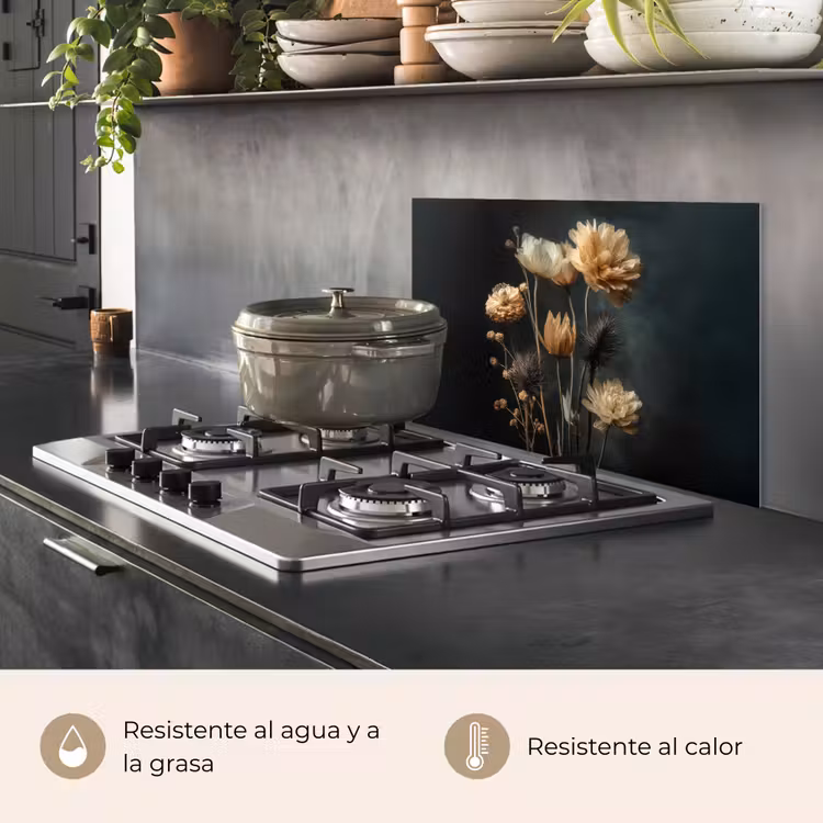 Salpicaderos de cocina - Ramo - Flores - Luz - Negro — 2