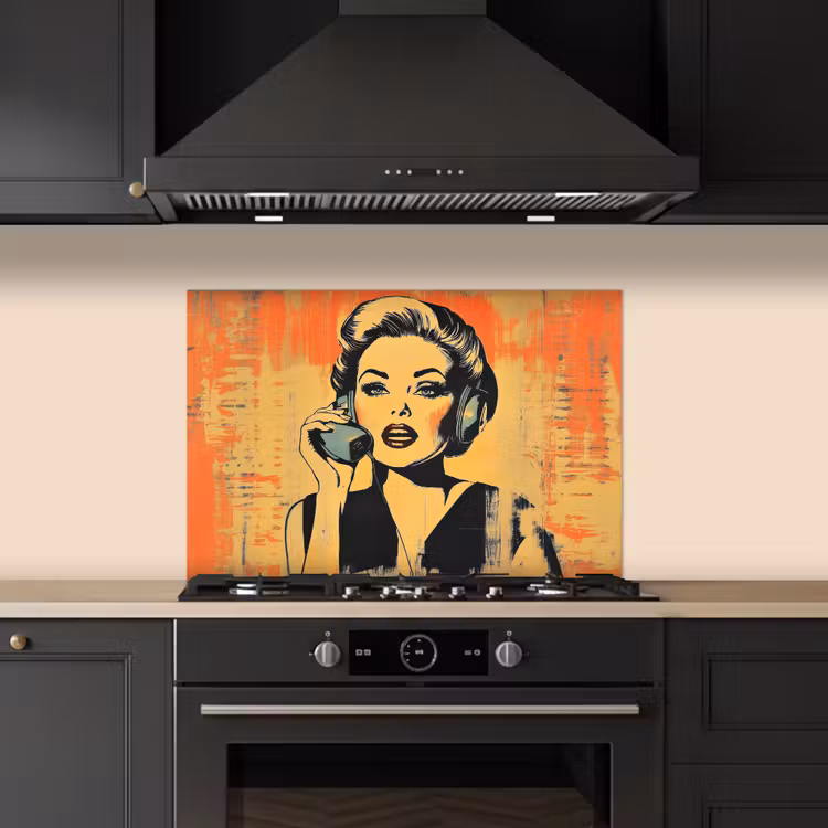Salpicaderos de cocina - Retro - Mujer - Auriculares - Naranja — 5