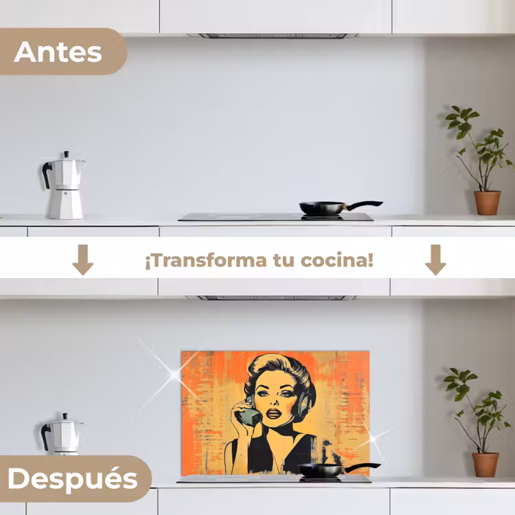 Salpicaderos de cocina - Retro - Mujer - Auriculares - Naranja — 7