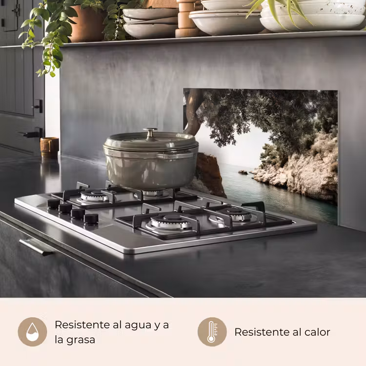 Salpicaderos de cocina - Rocas - Mar - Árbol - Verde — 2