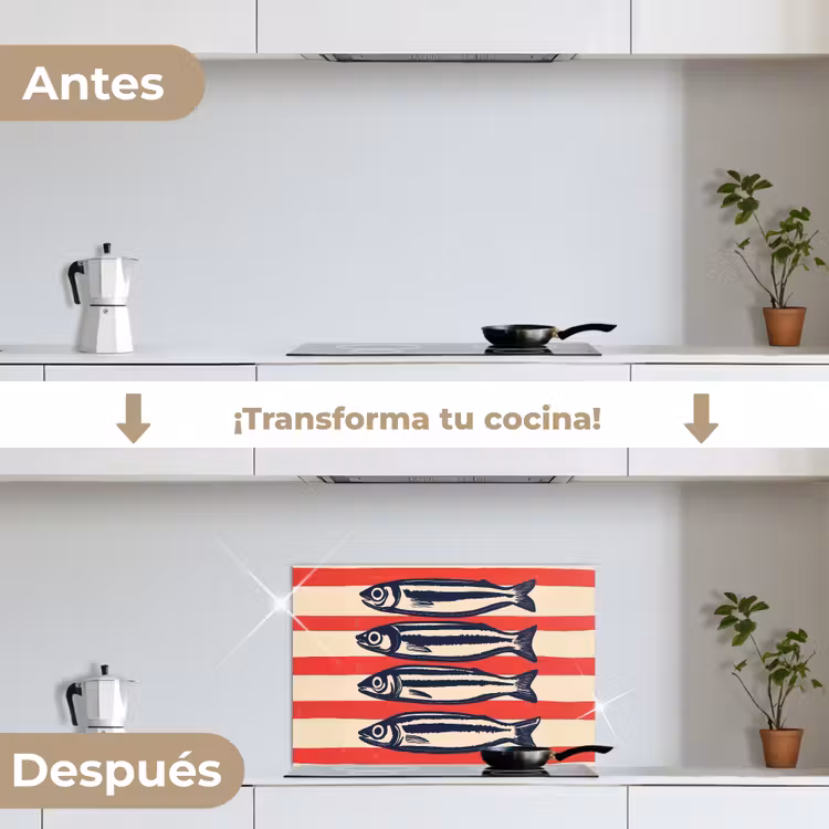 Salpicaderos de cocina - Sardinas - Rayas rojas y beige — 7