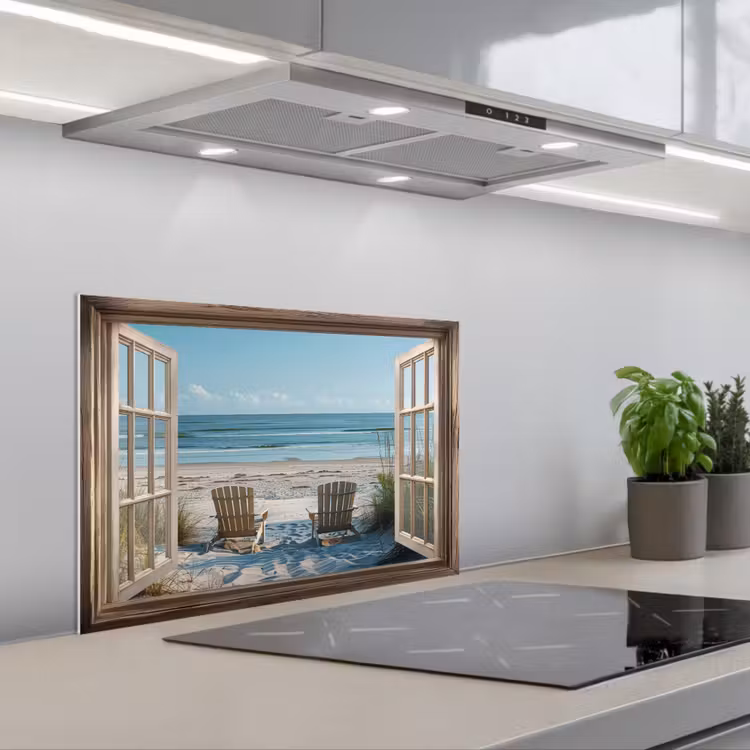 Salpicaderos de cocina - Transparente - Sillas de playa - Dunas - Mar - Naturaleza — 1