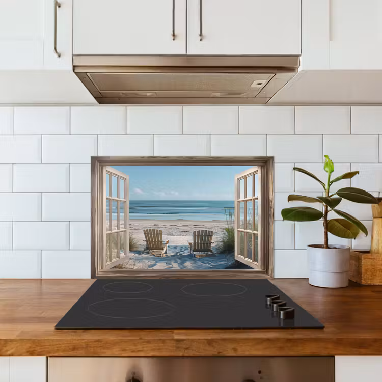 Salpicaderos de cocina - Transparente - Sillas de playa - Dunas - Mar - Naturaleza — 3