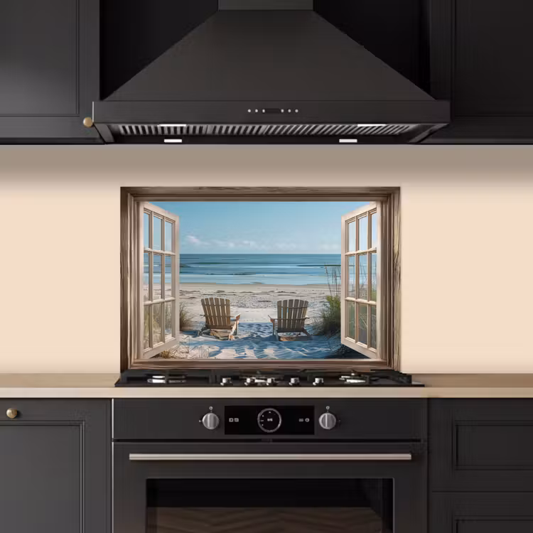 Salpicaderos de cocina - Transparente - Sillas de playa - Dunas - Mar - Naturaleza — 5