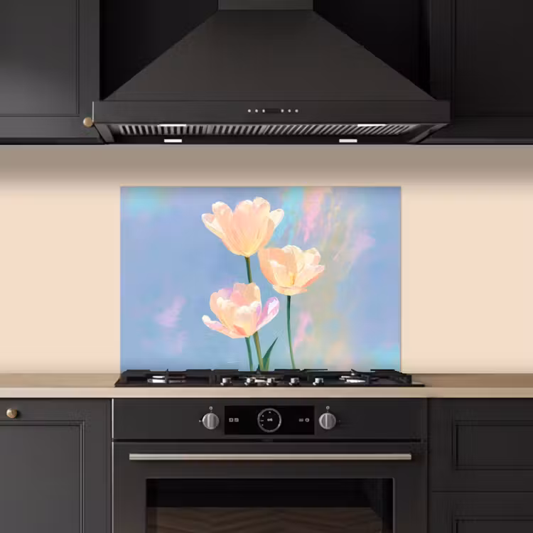 Salpicaderos de cocina - Tulipanes - Acentos rosas - Azul — 5