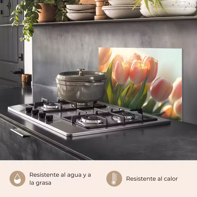 Salpicaderos de cocina - Tulipanes - Rosa - Rayos de sol — 2
